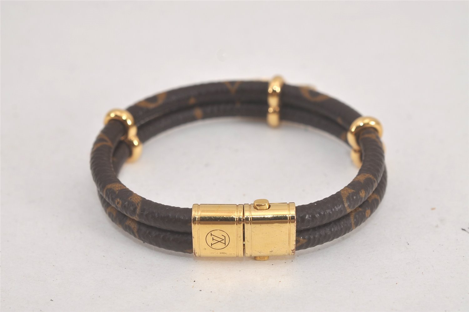 Authentic Louis Vuitton Monogram Bracelet Keep It Twice 17 M6640F LV Box 2952L