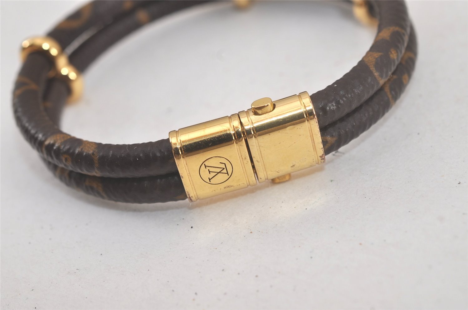 Authentic Louis Vuitton Monogram Bracelet Keep It Twice 17 M6640F LV Box 2952L