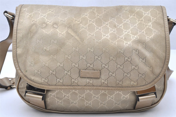Authentic GUCCI GG Imprime Shoulder Cross Bag GG PVC Leather 201732 Gold 2953K