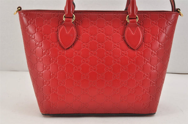 Authentic GUCCI Guccissima 2Way Tote Hand Bag GG Leather 432124 Red 2957K