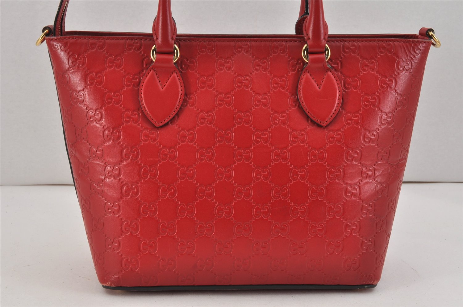 Authentic GUCCI Guccissima 2Way Tote Hand Bag GG Leather 432124 Red 2957K