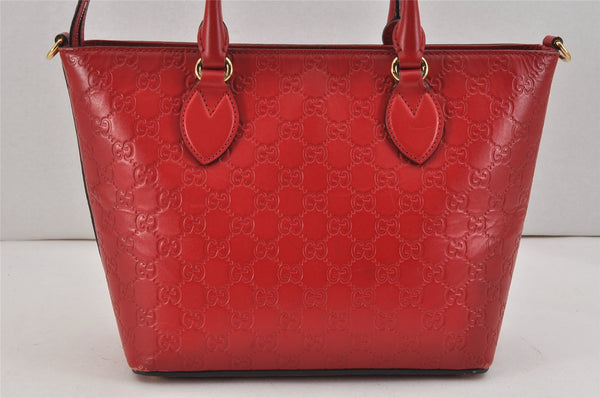 Authentic GUCCI Guccissima 2Way Tote Hand Bag GG Leather 432124 Red 2957K