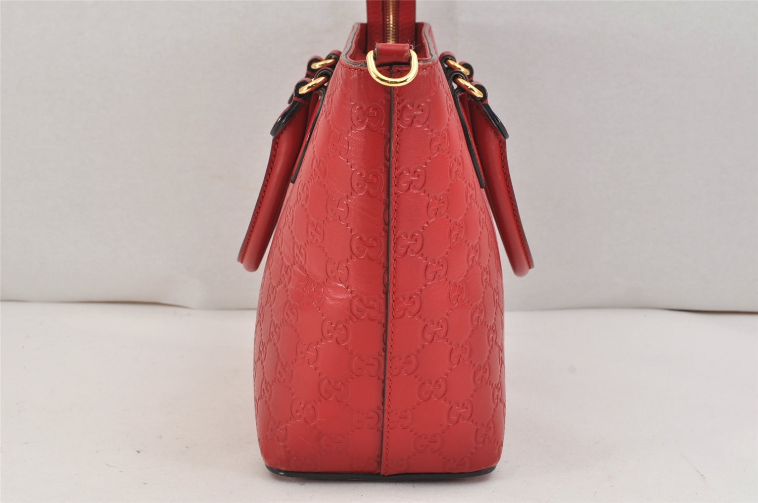 Authentic GUCCI Guccissima 2Way Tote Hand Bag GG Leather 432124 Red 2957K