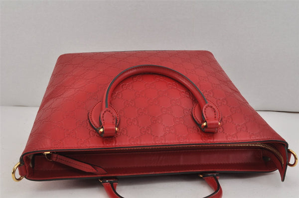 Authentic GUCCI Guccissima 2Way Tote Hand Bag GG Leather 432124 Red 2957K