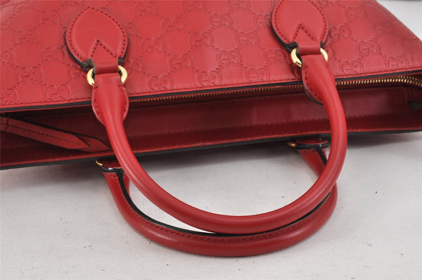 Authentic GUCCI Guccissima 2Way Tote Hand Bag GG Leather 432124 Red 2957K