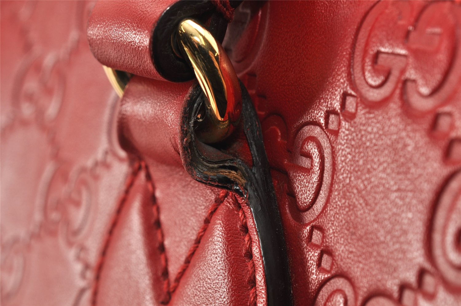 Authentic GUCCI Guccissima 2Way Tote Hand Bag GG Leather 432124 Red 2957K