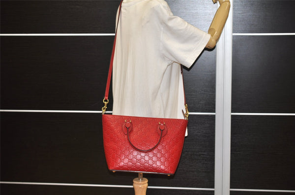 Authentic GUCCI Guccissima 2Way Tote Hand Bag GG Leather 432124 Red 2957K