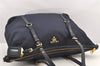 Authentic PRADA Tessuto Saffiano Nylon Leather 2Way Tote Bag BR4253 Navy 2958K