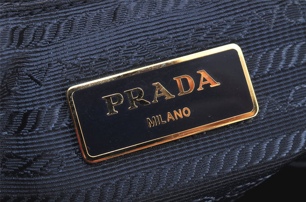 Authentic PRADA Tessuto Saffiano Nylon Leather 2Way Tote Bag BR4253 Navy 2958K