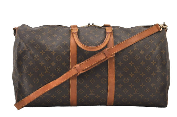 Authentic Louis Vuitton Monogram Keepall Bandouliere 55 M41414 Boston Bag 2960J