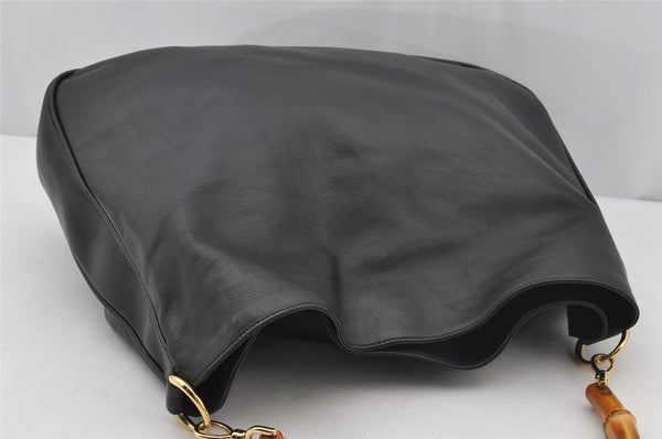 Authentic GUCCI Bamboo 2Way Shoulder Hand Bag Leather Black Junk 2961J