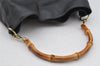 Authentic GUCCI Bamboo 2Way Shoulder Hand Bag Leather Black Junk 2961J