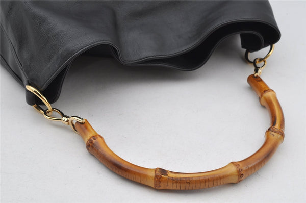 Authentic GUCCI Bamboo 2Way Shoulder Hand Bag Leather Black Junk 2961J