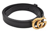 Authentic GUCCI Vintage Double G Belt Leather Size 70cm 29.5" 409417 Black 2962K