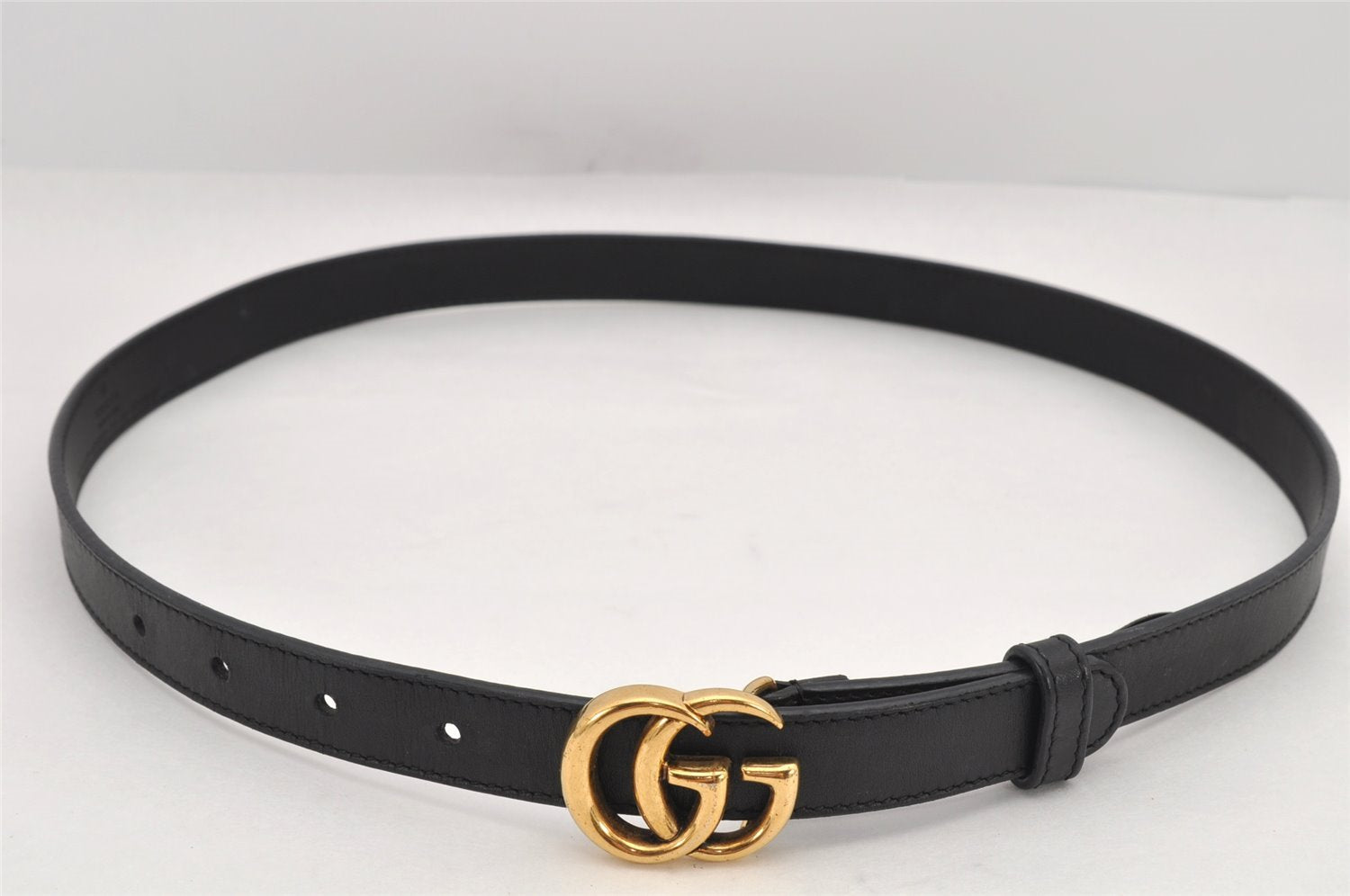 Authentic GUCCI Vintage Double G Belt Leather Size 70cm 29.5