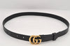Authentic GUCCI Vintage Double G Belt Leather Size 70cm 29.5" 409417 Black 2962K