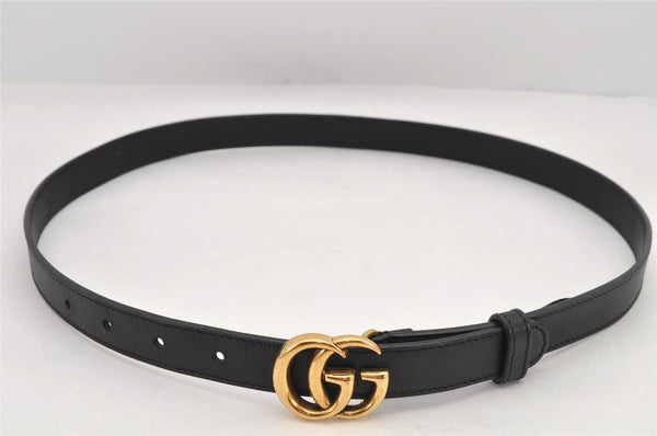 Authentic GUCCI Vintage Double G Belt Leather Size 70cm 29.5" 409417 Black 2962K