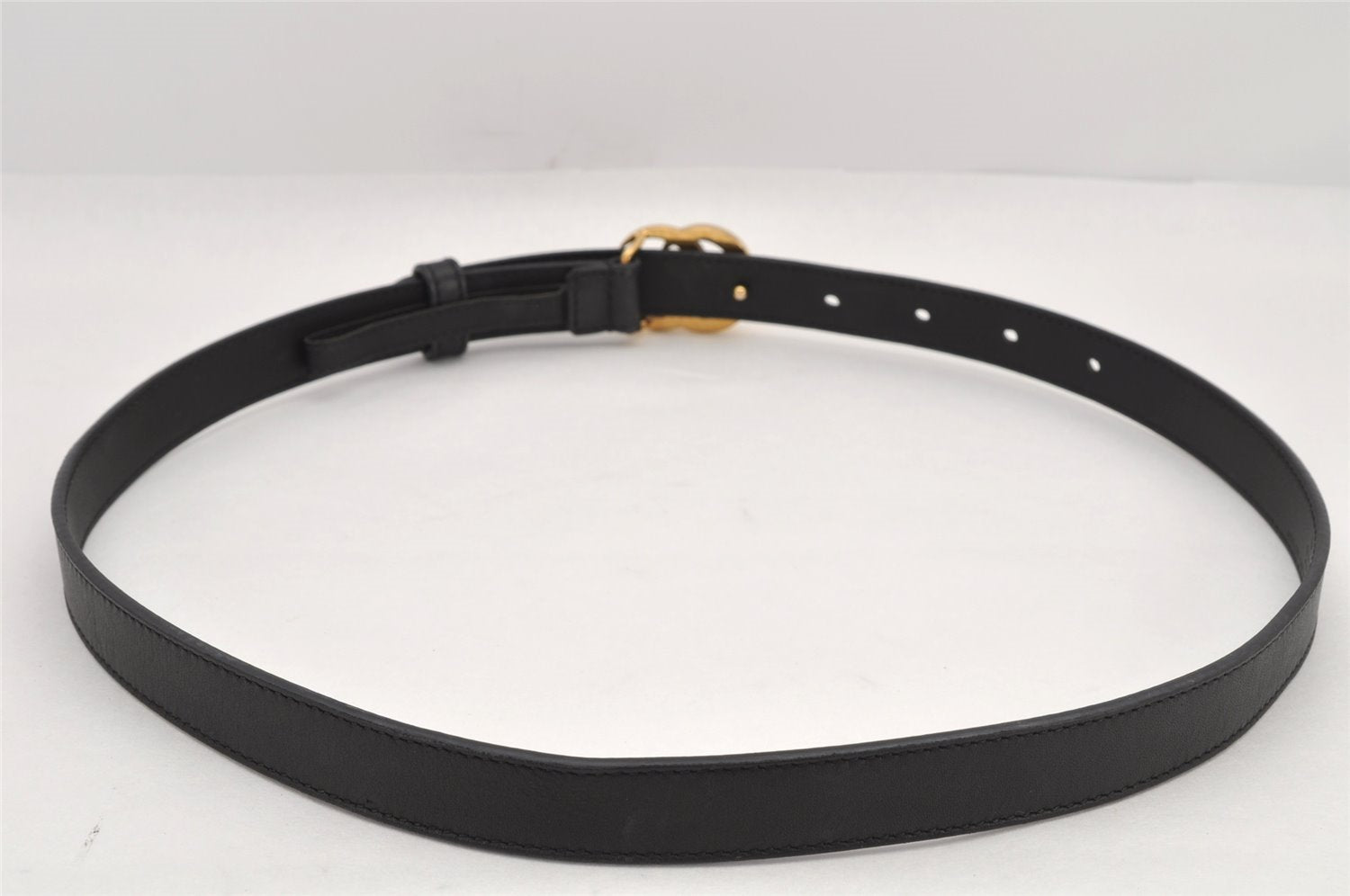 Authentic GUCCI Vintage Double G Belt Leather Size 70cm 29.5