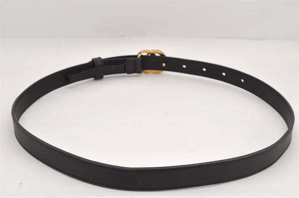 Authentic GUCCI Vintage Double G Belt Leather Size 70cm 29.5" 409417 Black 2962K