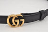 Authentic GUCCI Vintage Double G Belt Leather Size 70cm 29.5" 409417 Black 2962K