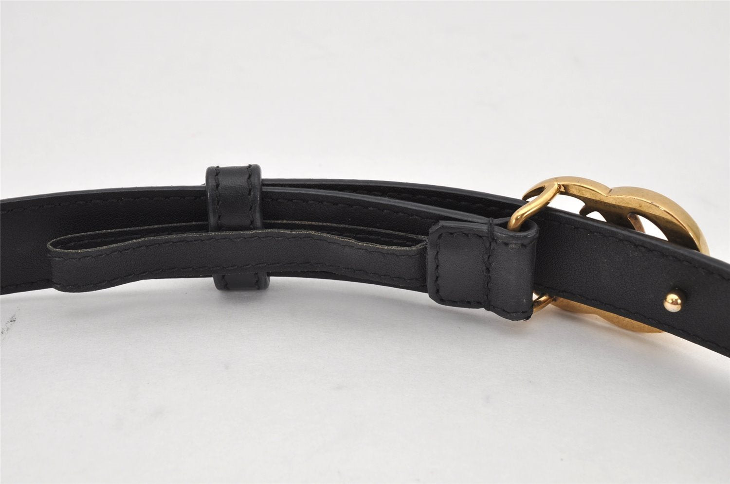 Authentic GUCCI Vintage Double G Belt Leather Size 70cm 29.5