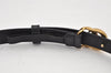 Authentic GUCCI Vintage Double G Belt Leather Size 70cm 29.5" 409417 Black 2962K