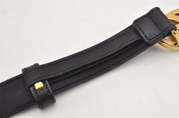 Authentic GUCCI Vintage Double G Belt Leather Size 70cm 29.5" 409417 Black 2962K