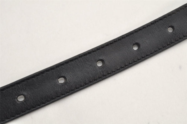 Authentic GUCCI Vintage Double G Belt Leather Size 70cm 29.5" 409417 Black 2962K
