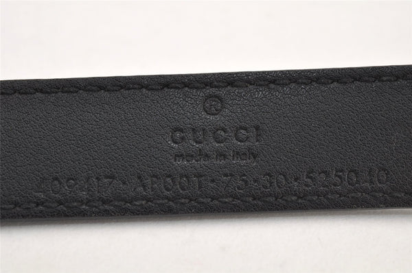 Authentic GUCCI Vintage Double G Belt Leather Size 70cm 29.5" 409417 Black 2962K