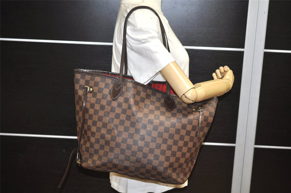 Authentic Louis Vuitton Damier Neverfull MM Shoulder Tote Bag N51105 LV 2963K