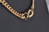 Authentic Christian Dior Gold Tone Rhinestone Chain Pendant Necklace CD 2964J