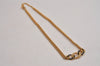 Authentic Christian Dior Gold Tone Rhinestone Chain Pendant Necklace CD 2964J