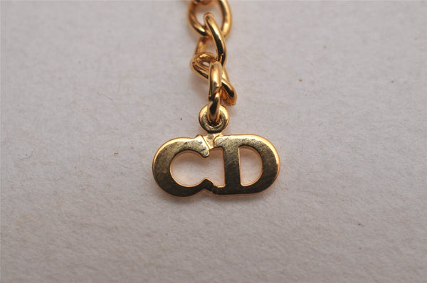 Authentic Christian Dior Gold Tone Rhinestone Chain Pendant Necklace CD 2964J