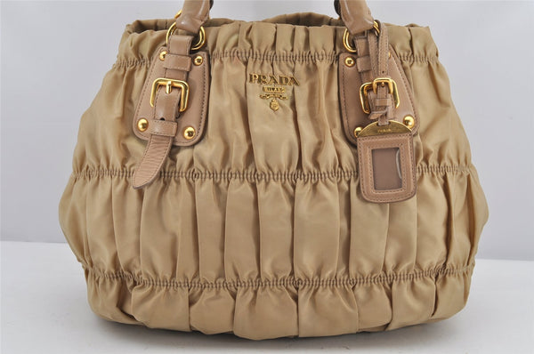 Authentic PRADA Tessuto Gaufre Nylon Leather 2Way Tote Bag BN1792 Beige 2964K