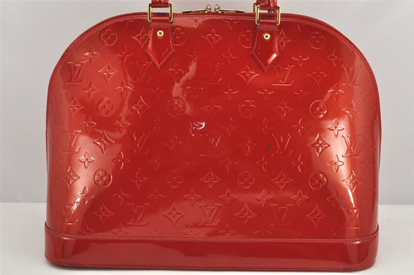 Authentic Louis Vuitton Vernis Alma GM Hand Bag Red M93596 LV 2965K