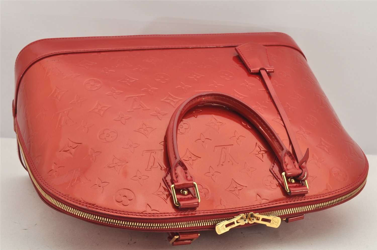 Authentic Louis Vuitton Vernis Alma GM Hand Bag Red M93596 LV 2965K