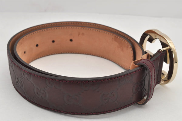 Auth GUCCI Guccissima Interlocking Belt GG Leather 80cm 31.5" 114876 Brown 2966K