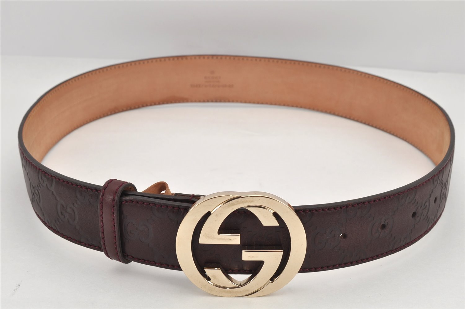 Auth GUCCI Guccissima Interlocking Belt GG Leather 80cm 31.5