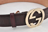Auth GUCCI Guccissima Interlocking Belt GG Leather 80cm 31.5" 114876 Brown 2966K