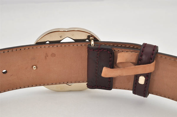 Auth GUCCI Guccissima Interlocking Belt GG Leather 80cm 31.5" 114876 Brown 2966K