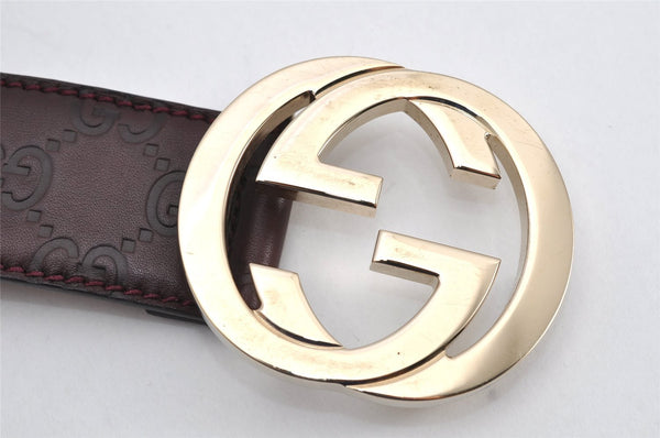 Auth GUCCI Guccissima Interlocking Belt GG Leather 80cm 31.5" 114876 Brown 2966K