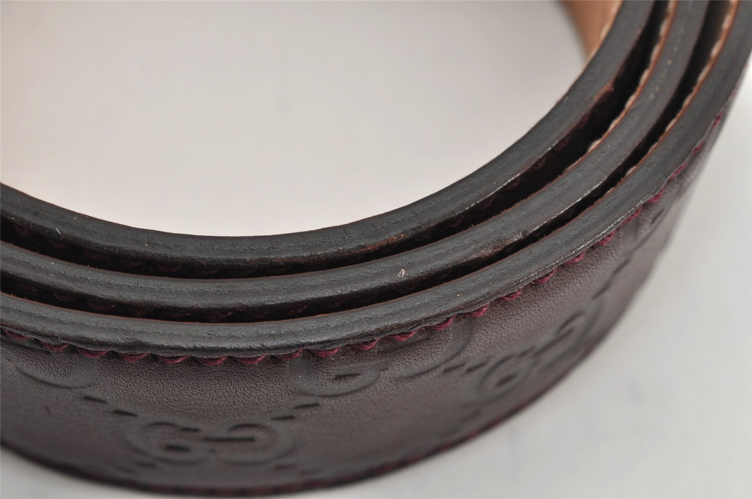 Auth GUCCI Guccissima Interlocking Belt GG Leather 80cm 31.5