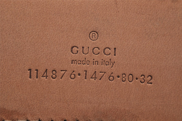 Auth GUCCI Guccissima Interlocking Belt GG Leather 80cm 31.5" 114876 Brown 2966K