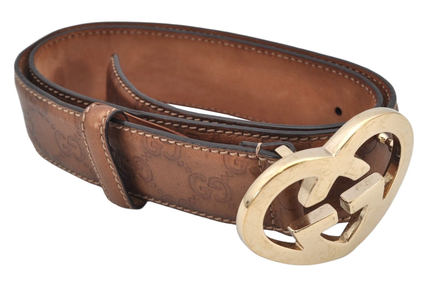 Authentic GUCCI Guccissima Heart Belt GG Leather 80cm 31.5