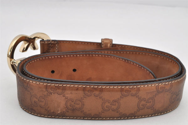Authentic GUCCI Guccissima Heart Belt GG Leather 80cm 31.5" 245856 Brown 2968K