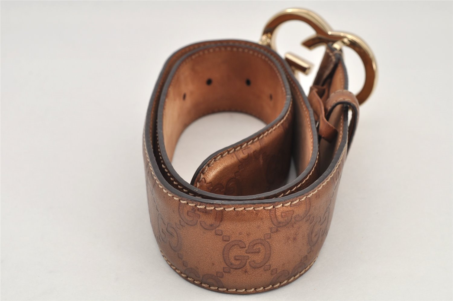 Authentic GUCCI Guccissima Heart Belt GG Leather 80cm 31.5
