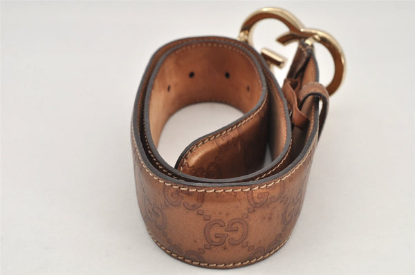 Authentic GUCCI Guccissima Heart Belt GG Leather 80cm 31.5" 245856 Brown 2968K
