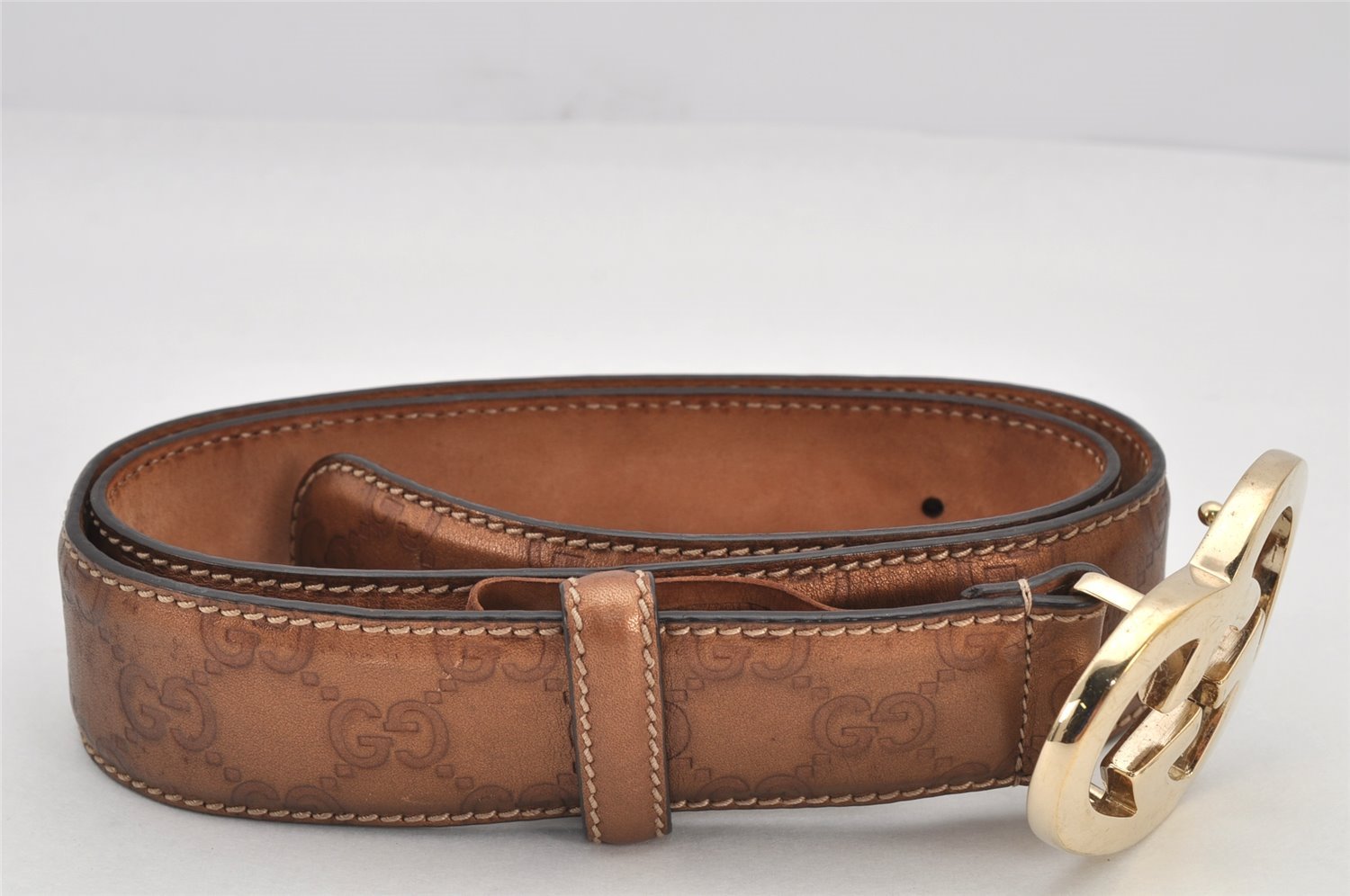 Authentic GUCCI Guccissima Heart Belt GG Leather 80cm 31.5