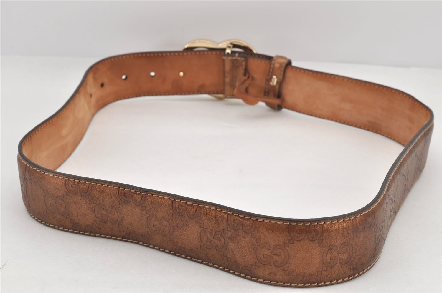 Authentic GUCCI Guccissima Heart Belt GG Leather 80cm 31.5