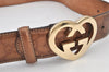 Authentic GUCCI Guccissima Heart Belt GG Leather 80cm 31.5" 245856 Brown 2968K